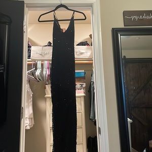 Long black sparkly lace dress